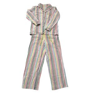 Boden Women's Multicoloured Striped Cotton Pajamas Set Top Shirt Trousers US 6